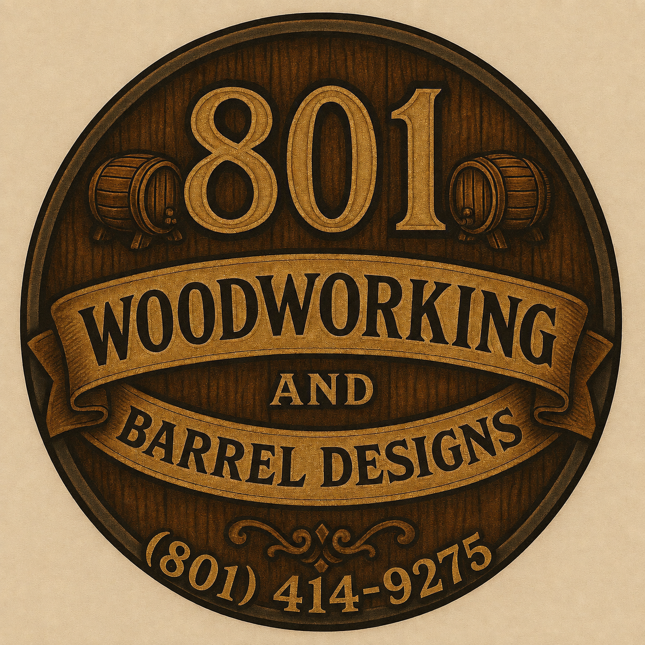 801 Woodworkimg and Barrel Design logo
